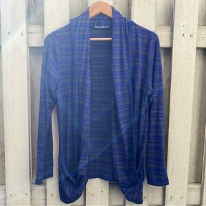 41 Hawthorn Blue and Gray Striped Draped Cardigan